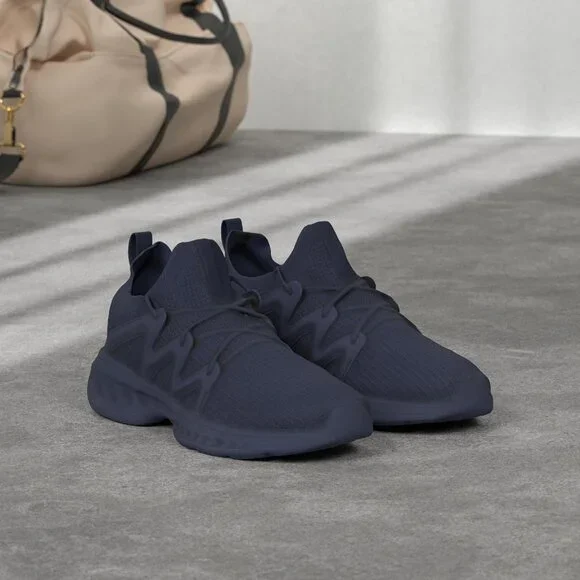 Women's All Blue Lightweight Walking Workout Tennis Gym Non Slip Sneakers Shoes - Picture 3 of 7